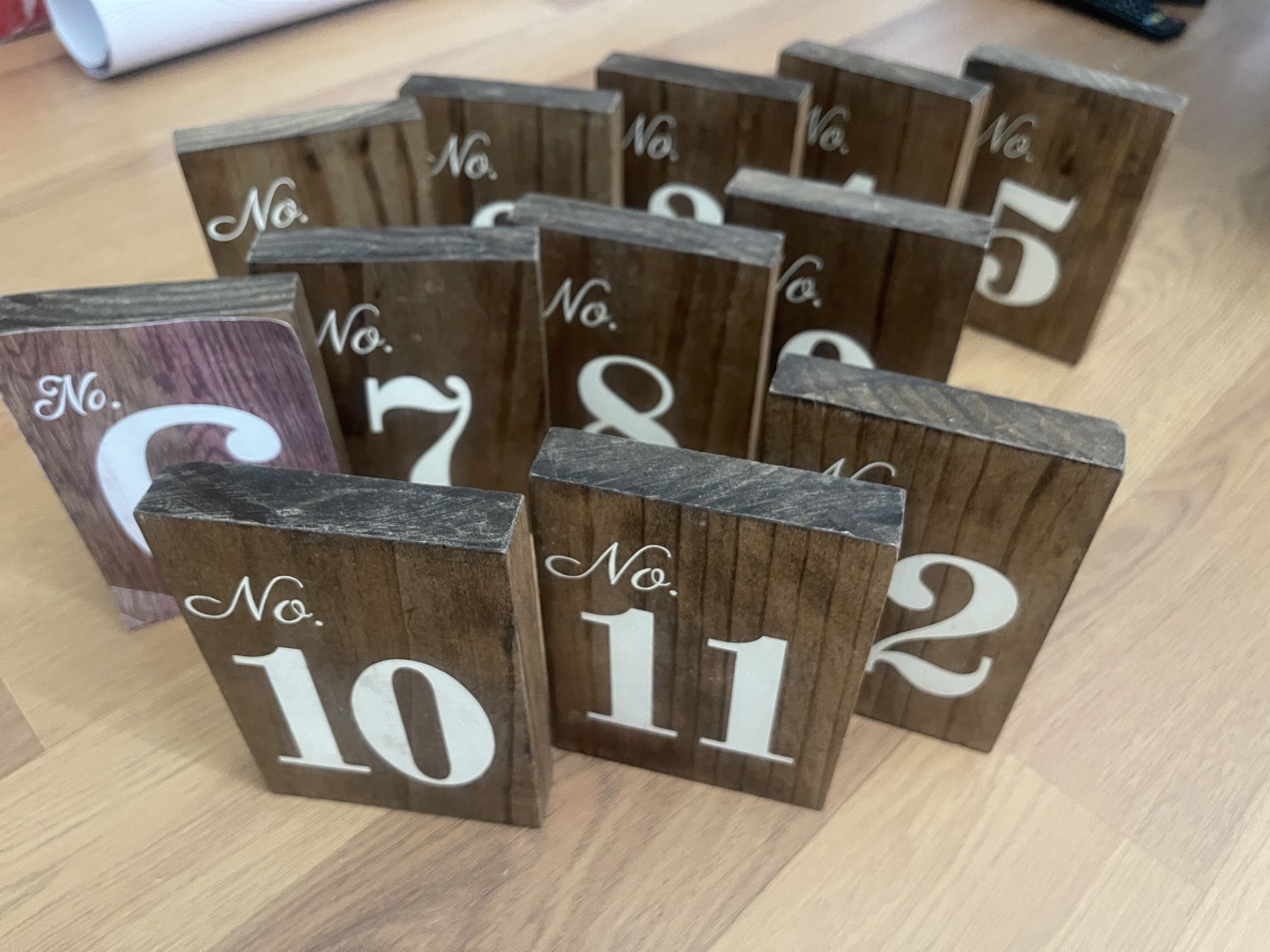 Table Numbers 1-12
