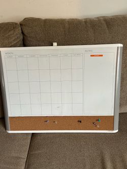 Dry Erase Board - Monthly Calendar with a Cork board Memo Strip at Bottom