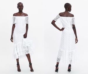 ZARA White off shoulder long dress XS