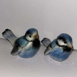 Vintage Goebel Blue  Bird Realistic Porcelain Figurine West Germany Set Of 2