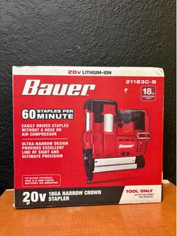 BAUER 20V 18GA Narrow Crown Stapler 59098 21183C-B Cordless Tool Only