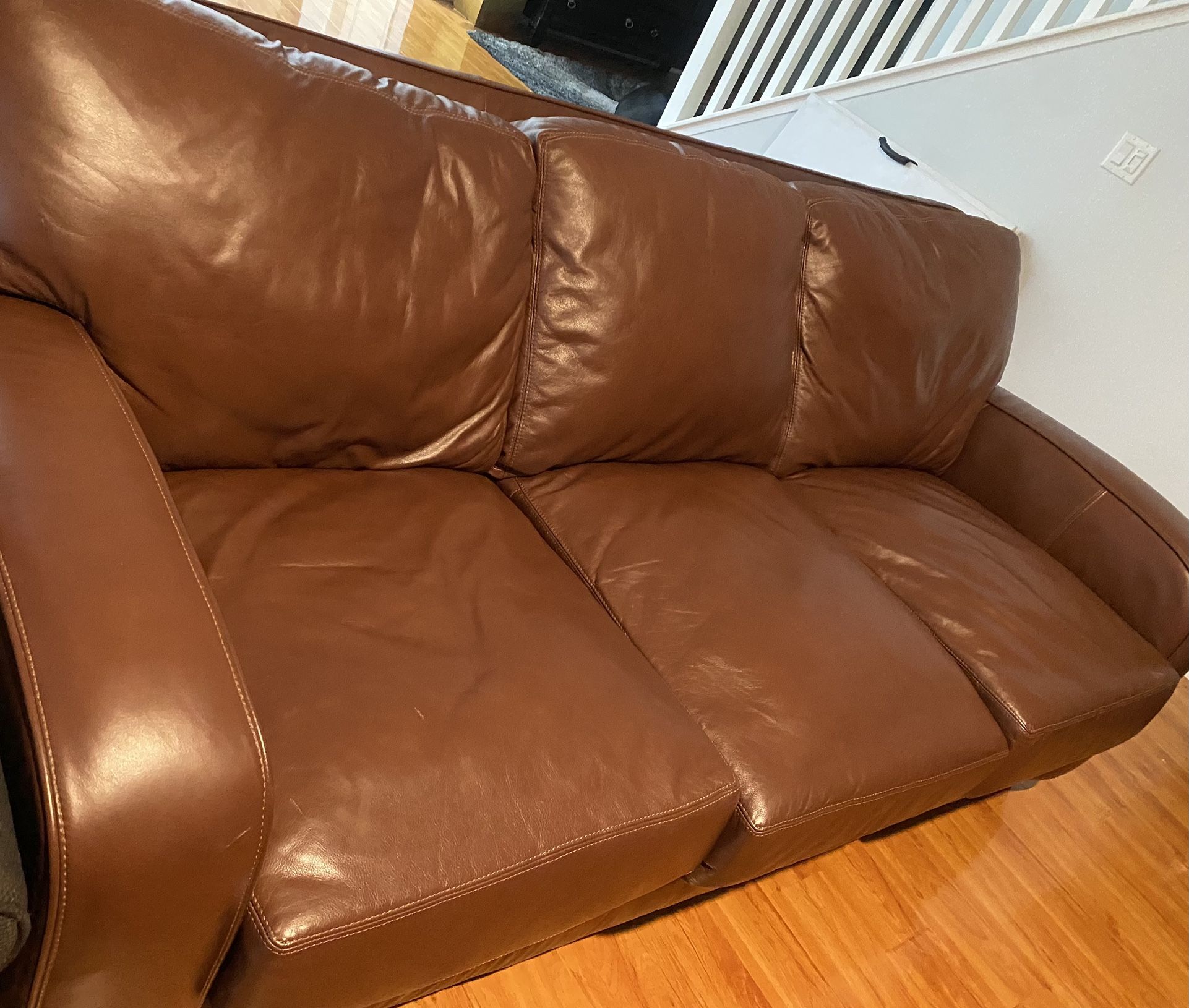 Brown Leather sofa ( Super Comfy ) 