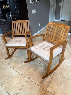 New Christopher Knight Home Selma Acacia Rocking Chairs with Cushion, Teak Finish