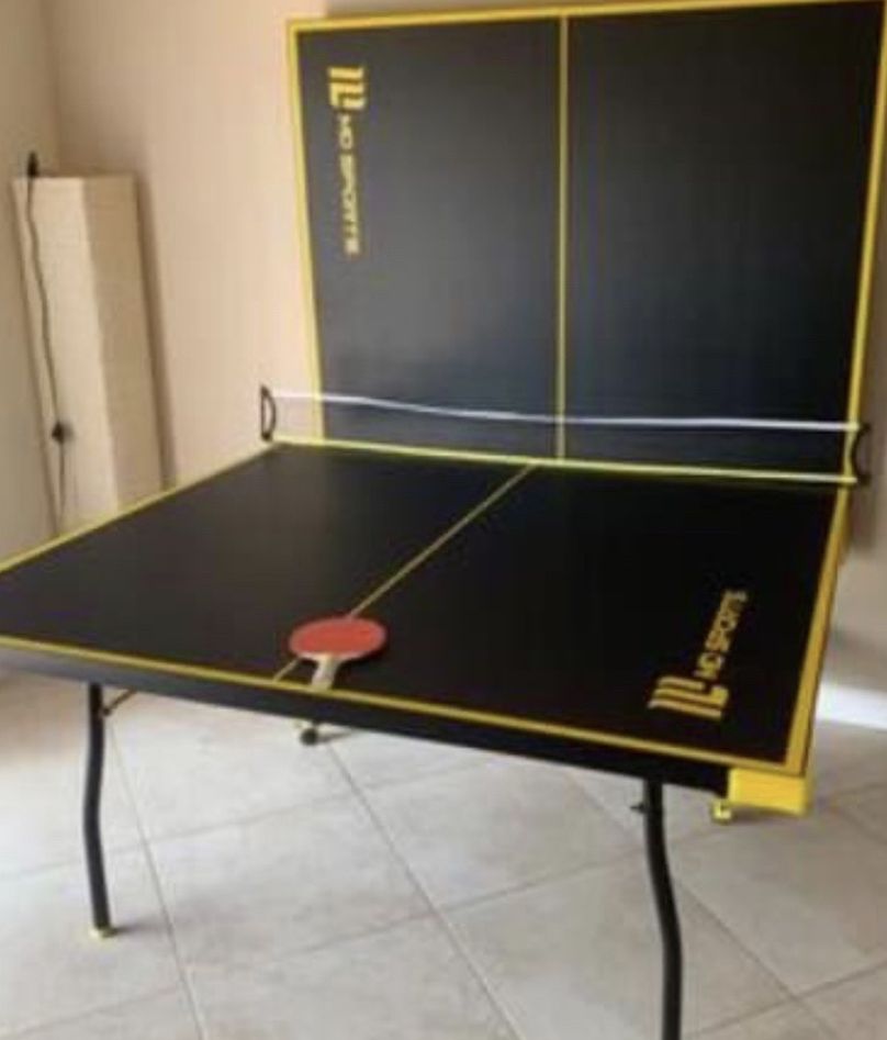 SUPER NEATLY USED: Official Size Indoor/Outdoor Table Tennis Ping Pong Table 2 Paddles and Balls Included