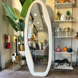 White Boho Full Body Curved Mirror