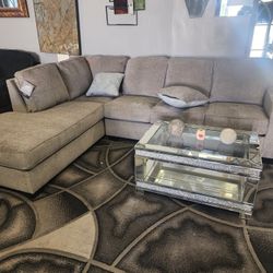 R Or L Chaise Sectional Soft Fabric Lite Or Drk Grey