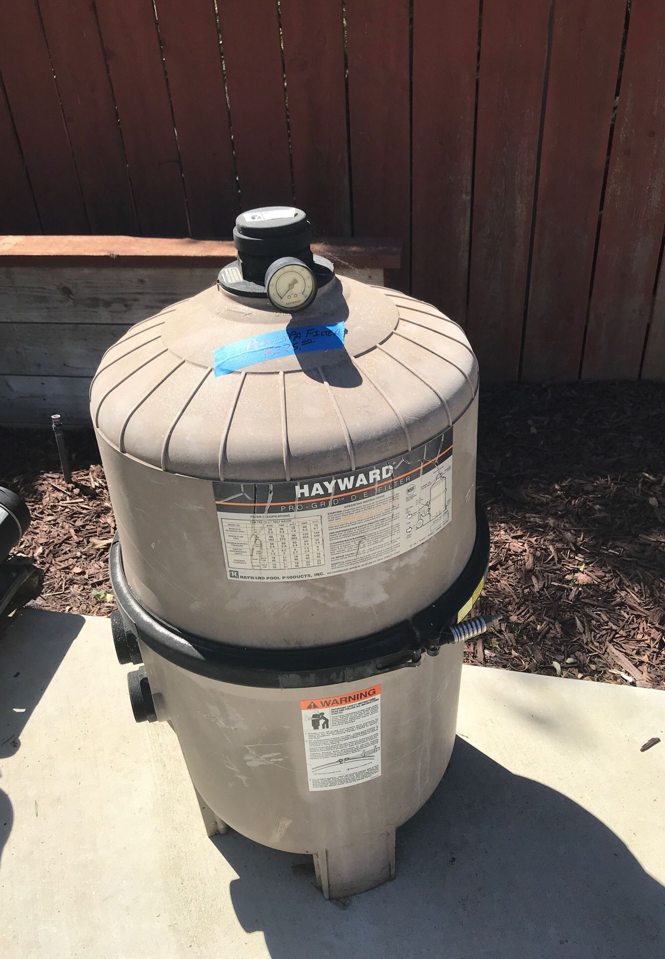 Hayward pool filter DE 3620, 36 sq ft