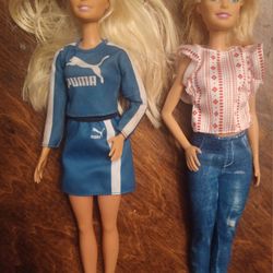 Two "Sporty/ Chic" Barbie Dolls By Mattel 