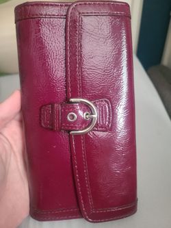 Patent leather Coach wallet, deep raspberry, Fair condition