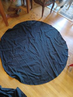 70" Black Round Tablecloth In Excellent Condition. 2 Available!