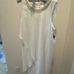SD collection chiffon white dress with pearls embellishment size 10