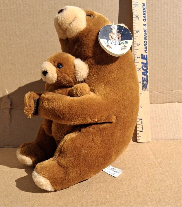 Stuffed Brown Bear Plush Toy With Cub