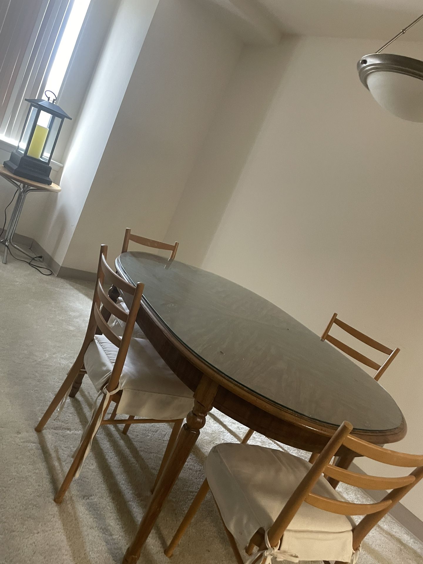 Glass-Top Dining Table with Chairs