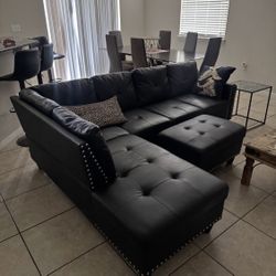 Black leather faux Couch