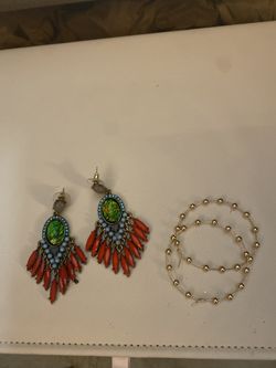 Beautiful rhinestone earrings also loops earrings with little gold balls