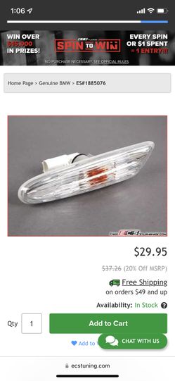 Clear Side Marker Assembly BMW 335i