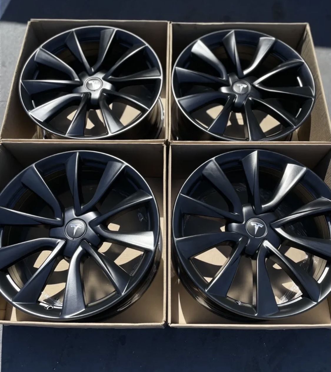 19” Oem Tesla Model 3 Factory Wheels 19 Inch Satin Black Rims Tesla 3 New