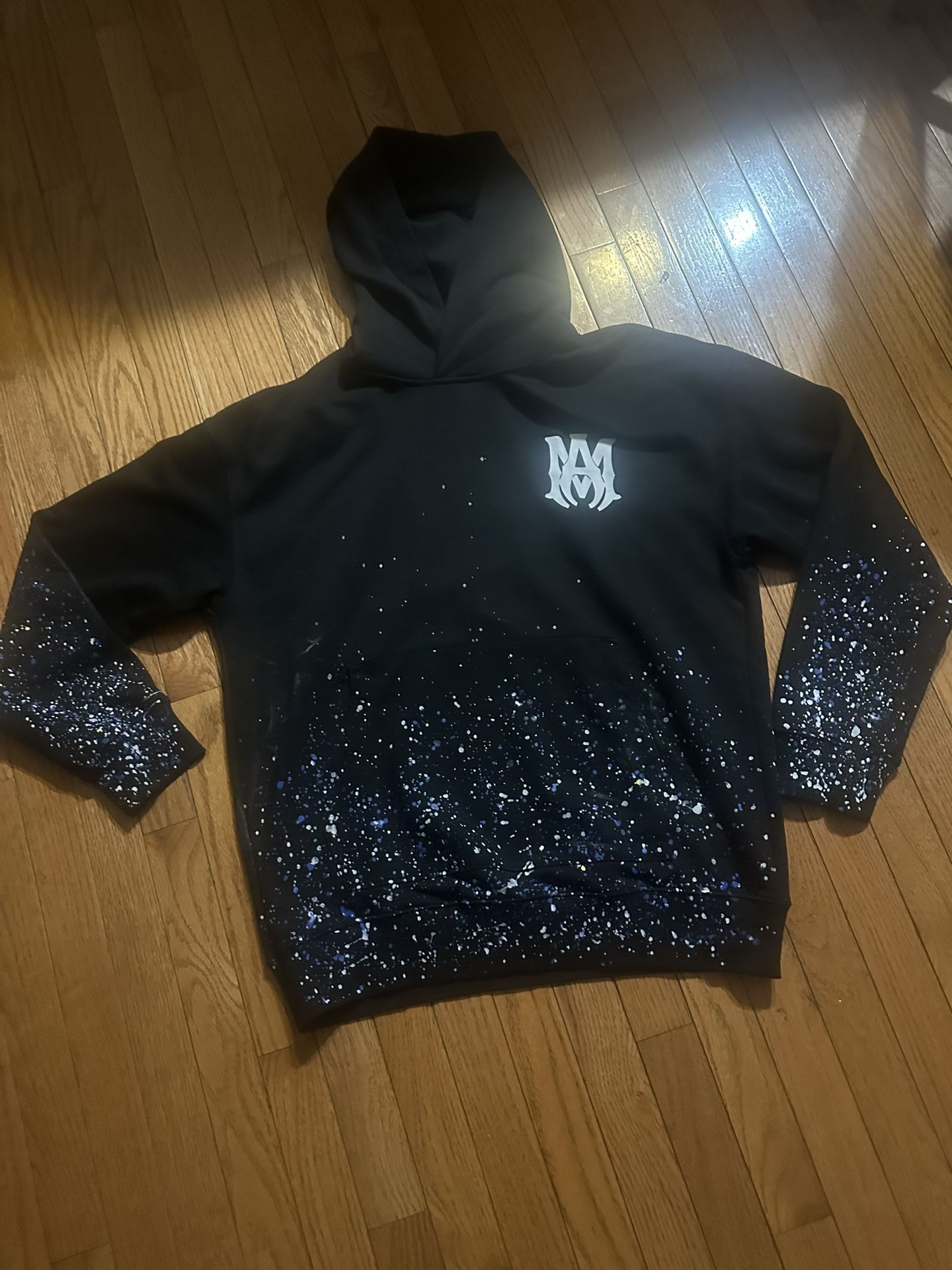 Crystal-Embellished Paint-Splattered Cotton-Jersey Hoodie - Black