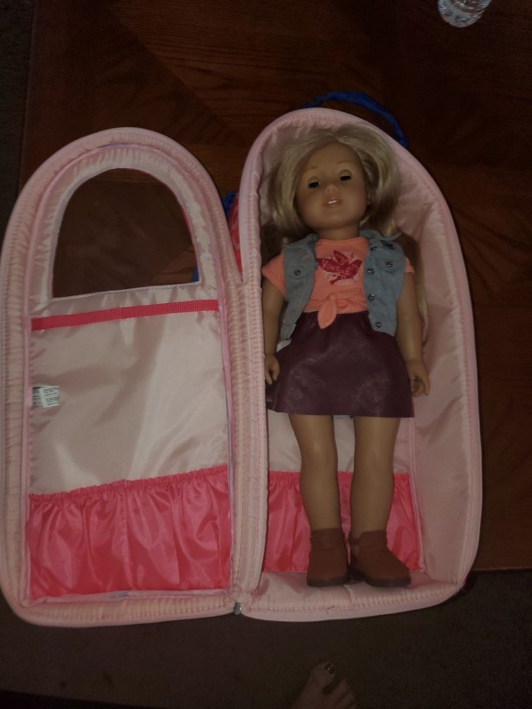 American girl doll and carrier
