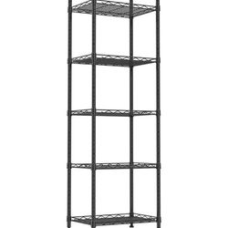 Wire Shelving Steel Storage Rack Adjustable Unit Shelves for Laundry Bathroom Kitchen Pantry Closet(Black,11.7" D x 16.8" W x 63" H)