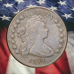 1799 Draped Bust Dollar Heraldic Eagle Silver Plated Novelty Coin Modern Restrike Token - Cir #1874