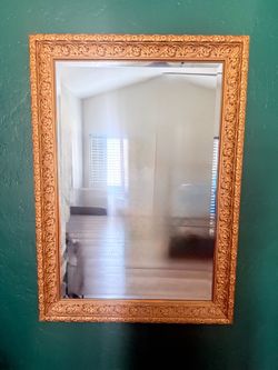 Large Vintage Gold Beveled Wall Mirror
