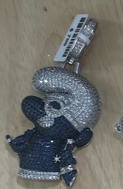 Iced Out Smurf Pendant with Bail
