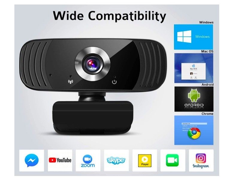 1080P Webcam with Microphone and Privacy Cover, 1080P HD USB Web Camera with Tripod, Streaming Webcam for Desktop or Laptop Video Calling Recording Co