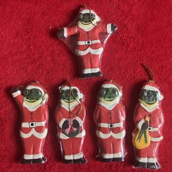 Lot FROG SANTA CLAUSE BALI INDONESIA HANDMADE WOOD ORNAMENT * The ONLY 1 You Can Find