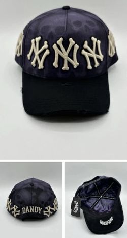 Dandy “Skelly” NY Hat Yankees Inspired Skull Pattern Navy Black Brim Cap New