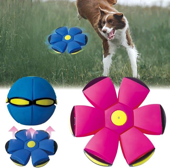 2PCS Pet Toy Flying Saucer, Flying Saucer Dog Toy with 3 Light for Interactive Dog, Cats, Children's Foot Ball, Outdoor Games, Camping Games
