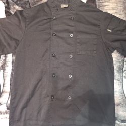 Large Black ChefWorks Professional Chef Coat - Like New! Great for Cooks & Chefs