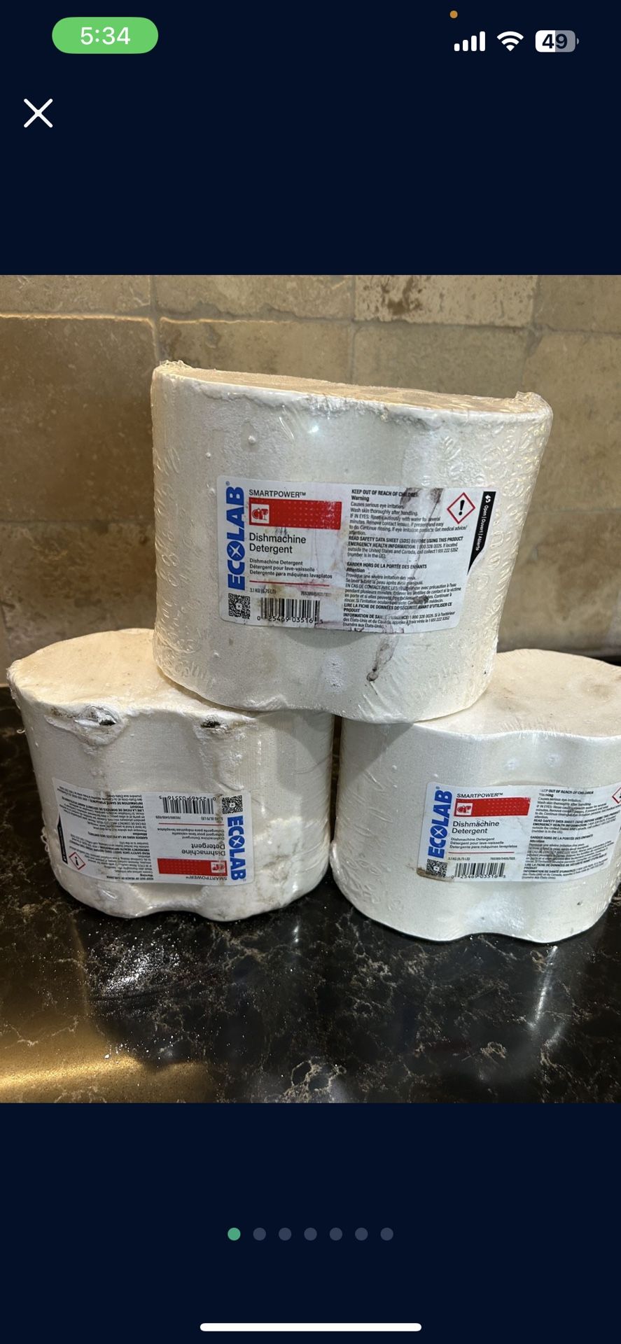 Ecolab SmartPower Heavy Duty Dishmachine Detergent - 6.75 lb - 3 Blocks $40 Firm 