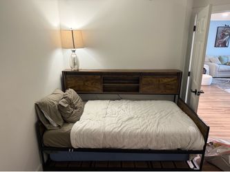 Industrial Twin Daybed with Trundle and Storage Headboard