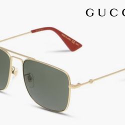 Gucci Gold Frame Sunglasses with Green Lenses