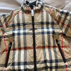 BURBERRY Alsham Check Logo Puffer Jacket