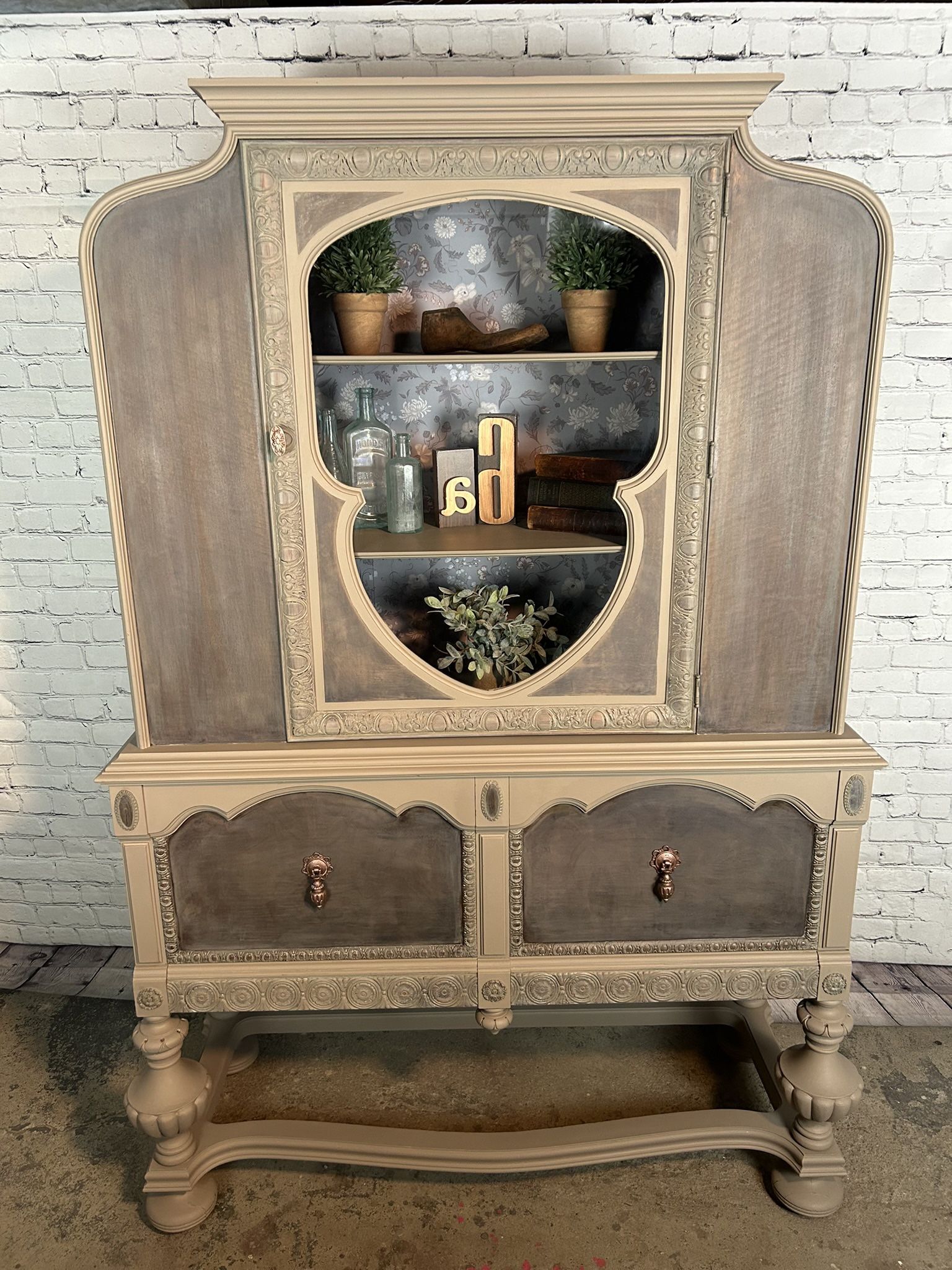 Newly Refinished Cabinet / Hutch —Solidly Built!
