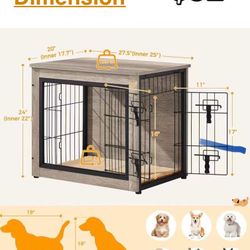 😀 Yaheetech 27.5'' Dog Crate Furniture with Cushion Wooden Dog Crate with Double Doors/Adjustable Feet Side End Table for Small/Medium Dogs, Greige