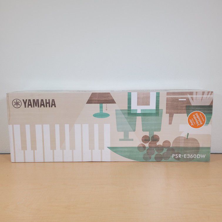 Yamaha PSRE360 61-Key Touch Sensitive Portable Keyboard with Power Supply, Dark Walnut
