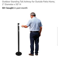 Outdoor Ashtray, Stainless Steel Cigarette Butt Disposal Outdoor Standing Tall Ashtray for Outside Patio Home, 2" Diameter X 50" H