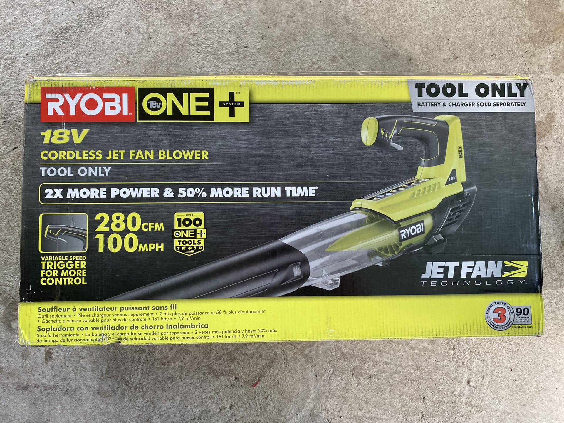 Ryobi one+ leaf blower tool only open box - battery operated battery not included