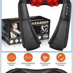Neck Massager with Heat, Back Massager Deep Tissue, Electric 3D Kneading Massage Pillow for Pain Shiatsu Back and Shoulder Massager, Birthday Christma