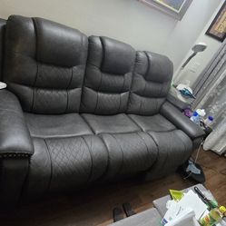 2-Piece Power Reclining Sofa Set in Brownish Gray