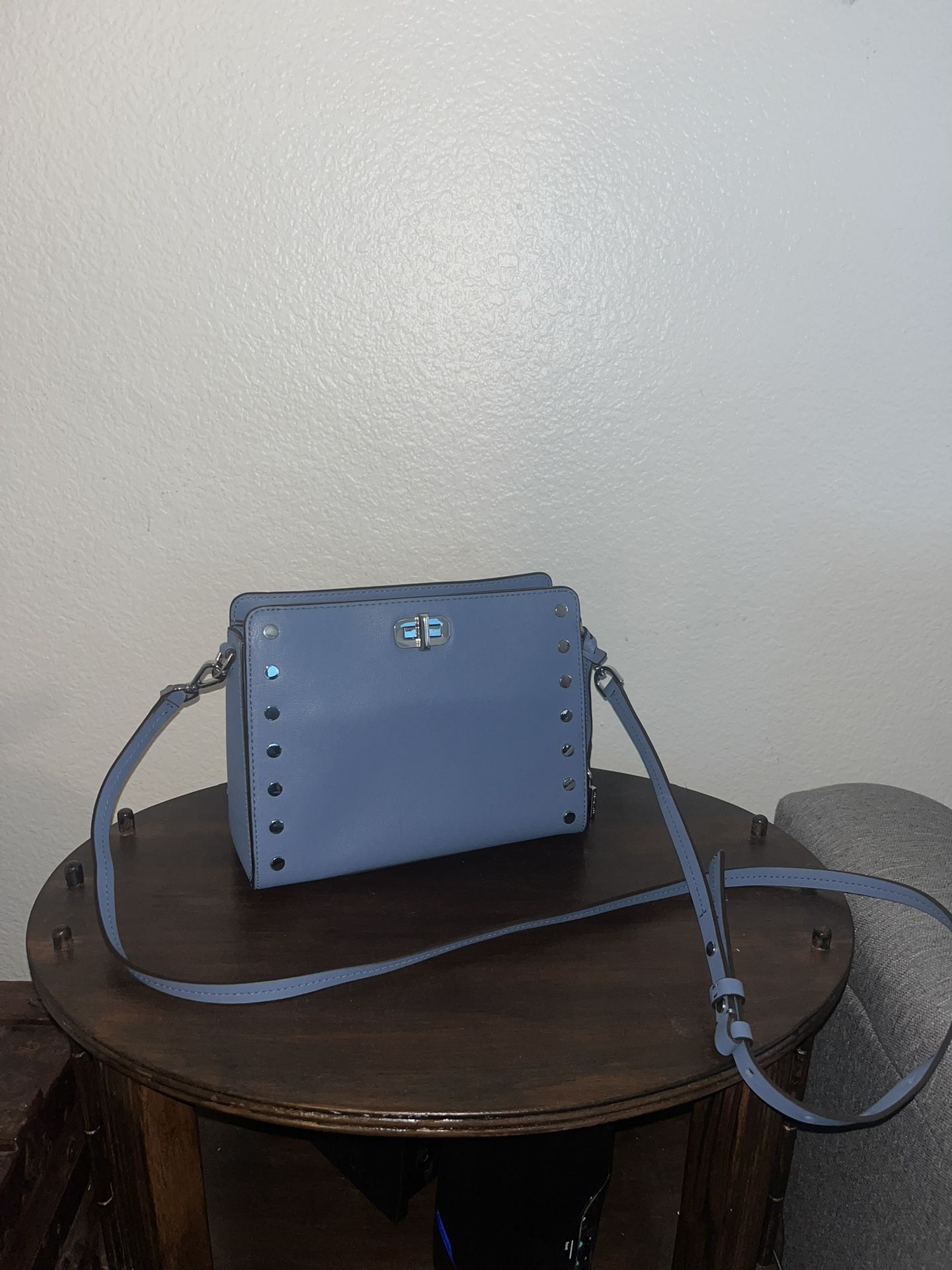 NWT MICHAEL KORS Sylvie Stud MD leather Crossbody Denim Blue