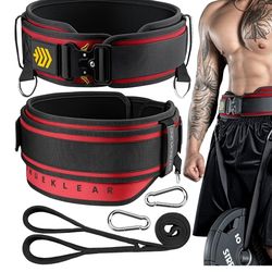 MANUEKLEAR 2-in-1 Weightlifting Belt & Dip Belt with 36.7 IN Rope, Double-Layer Weight Lifting Belts, Powerlifting Gym Weighted Belt for Pull Up Squat