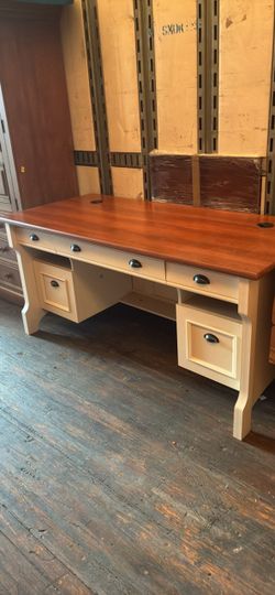 Wood Top Writing Desk with Drawers