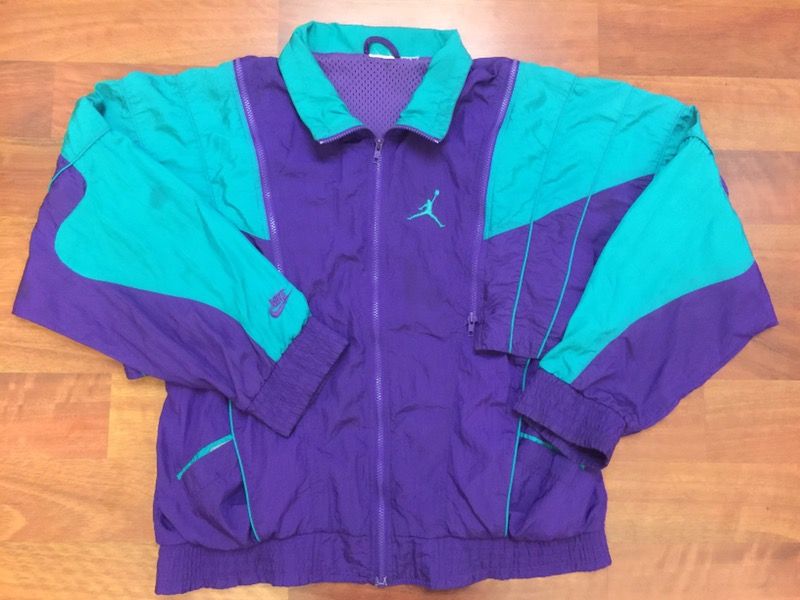 Vintage Nike Air Jordan Full Zip Windbreaker Jacket Size Medium Grape Aqua Purple Teal