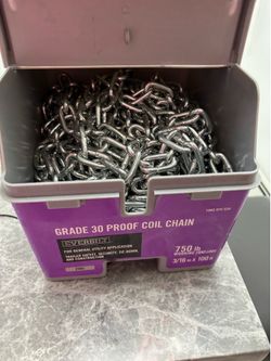 Everbilt 3/16 in. x 100 ft. Grade 30 Zinc Proof Coil Chain – 750 lb – NEW
