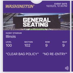 UW Football Tickets - 10/25 UW VS Illinois