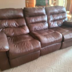 Leather Reclining Couch and Loveseat